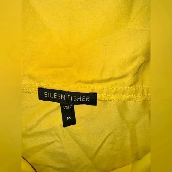Eileen Fisher Jacket Medium Womens Yellow Anorak Rain Coat Full Zip High Collar - Picture 4 of 12